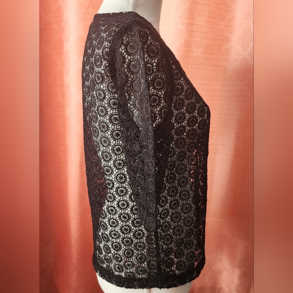 LIZ CLAIBORNE Woman Black Small Short Sleeve Cami Top      *no shirt inside** - Picture 2 of 8